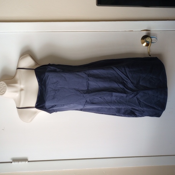 Kay Unger Sequined Lace Cap Sleeve Flounce Dress With Satin Slip 4 Navy - Picture 3 of 12